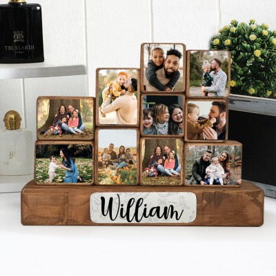 Custom Family Wooden Stacking Photo Blocks Set Memorial Photo Gift Ideas Christmas Gifts for Grandma Mom