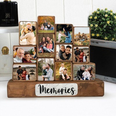 Custom Wooden Photo Stacking Blocks Set Family Keepsake Gifts Unique Gifts for Mom Dad Christmas Gifts