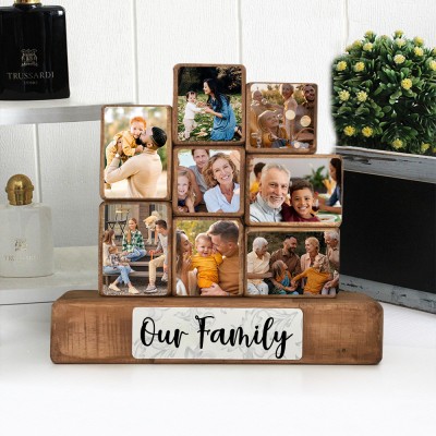 Custom Wooden Photo Stacking Blocks Set New Mom Gift Memorial Gift Ideas Birthday Gifts for Her Him