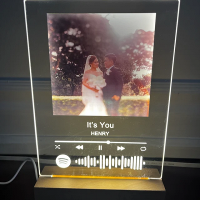 Personalized Couple Photo Spotify Music Song Plaque Night Light Keepsake Gifts for Soulmate Valentine's Day Gift Ideas