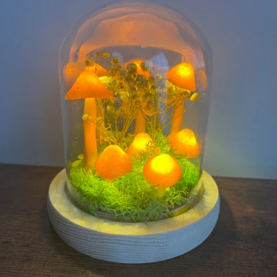Handmade Forest Orange Yellow Mushroom Lamp Unique Valentine's Day Gifts for Her Anniversary Gift Ideas for Wife