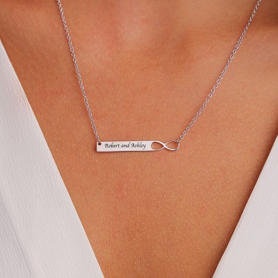 Personalized Infinity Bar Necklace With Engraving