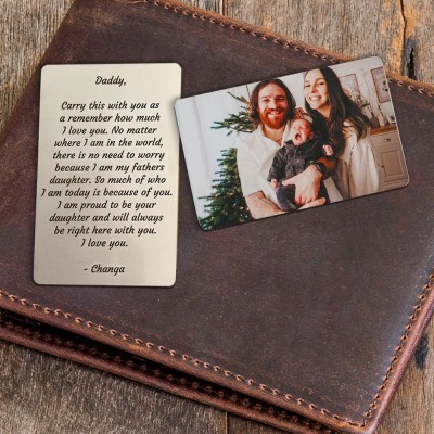 Personalized Metal Card Wallet Insert with Photo Gift for Dad from Kids First Fathers Day Gift for Him Wallet Card for Husband Gift