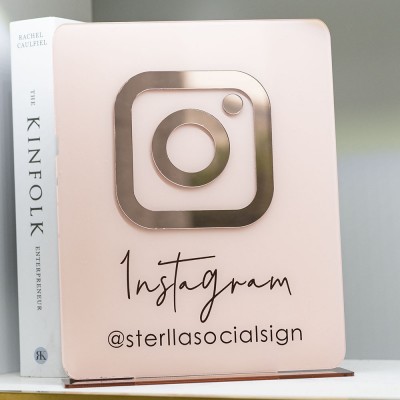 Personalized Deluxe Gold Mirror Social Media Sign
