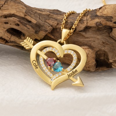 Personalized To My Beautiful Soulmate Cupid Arrow Birthstone Necklace Gift Ideas for Girlfriend Anniversary Gifts for Wife Birthday Gift