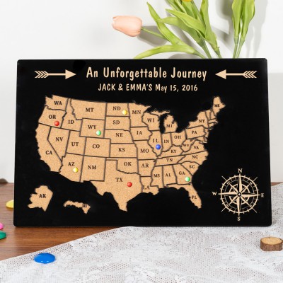 Started Our Adventure Travel Map for Couples Push Pin USA Map Anniversary Valentine's Day Gift for Love