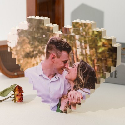 Personalized Heart Shaped Photo Block Love Gift for Her Valentine's Day Gift for Soulmate Anniversary Gift for Wife