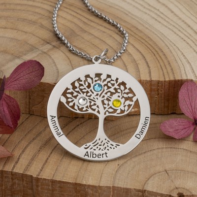 Personalized Tree of Life Name Necklace Christmas Mother's Day Gift for Mom Grandma Wife