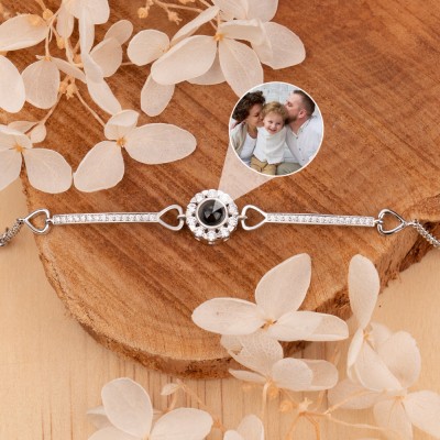 Custom Memorial Photo Projection Bracelet with Picture Inside for Her Anniversary Gifts Christmas Gifts