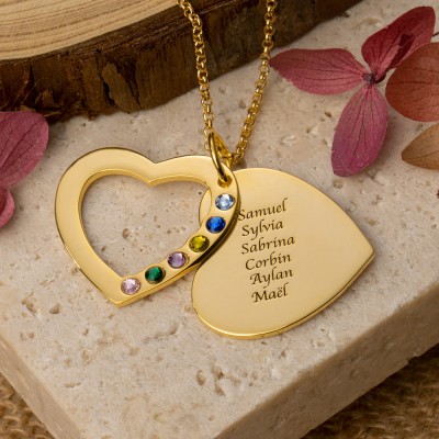 Personalized Heart Family Name Necklace for Women Christmas Mother's Day Gift for Mom Grandma