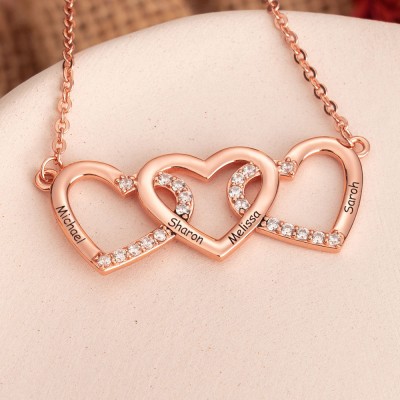 Personalized Engraved Hearts Necklace With 2-4 Hearts