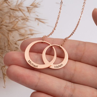 Personalized Generation Necklace Two Circles Necklace for Your Son & Daughter