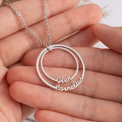 Personalized 2 Disc Eternity Bands Name Necklace