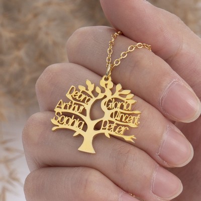 Personalized Family Tree Name Necklace with 1-6 Names