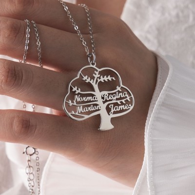 Personalized Family Tree Name Necklace with 1-8 Names Gift for Mom and Grandma