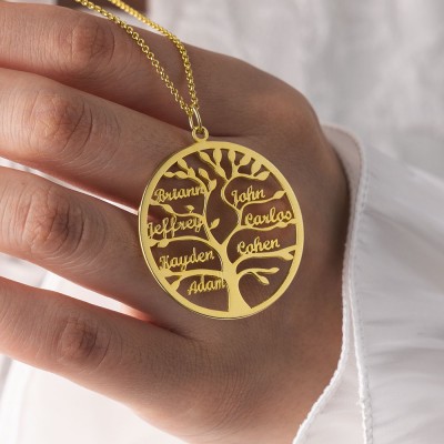 Personalized Family Tree Necklace Name Necklace with 1-9 Names