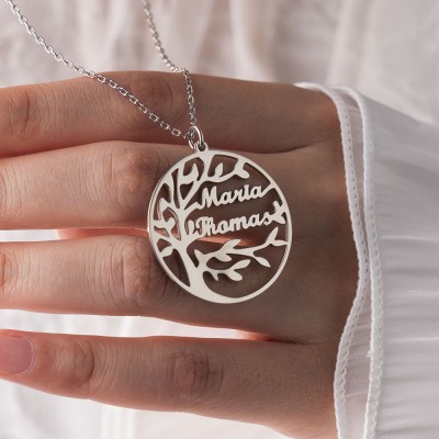 Personalized Family Tree Name Necklace with 1-8 Names Gift for Mom and Grandma