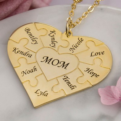 Personalized Heart Shape 1-8 Pieces Necklace Gift for Mom and Grandma