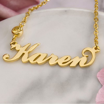 Personalized Birthstone Name Necklace