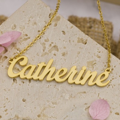 Personalized 18K Gold Classic Name Necklace for Her