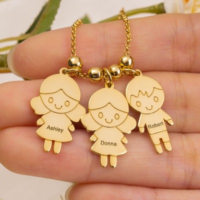 Personalized Children Pendant Engraved Necklace with1-8 Charms