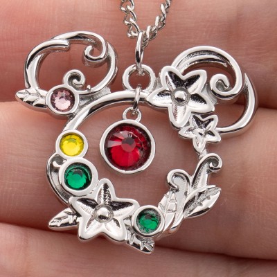 Personalized Disney Birthstone Necklace with 1-5 Birthstones 