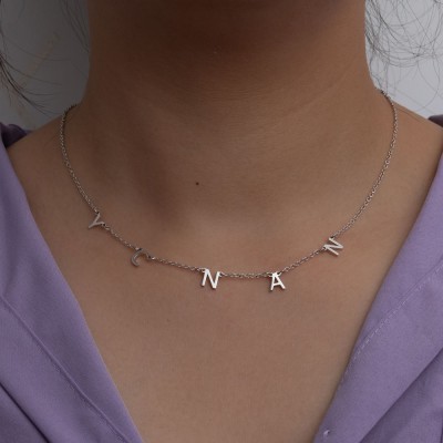 Silver Personalized 1-10 Initials Necklace Name Necklace for Her