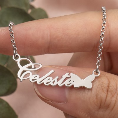 Personalized Butterfly Name Necklace Gift for Her Anniversary Gift for Wife Birthday Gift