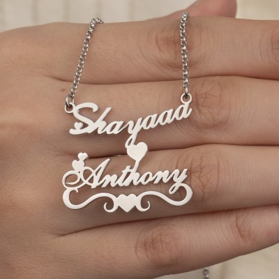 Custom Double Name Necklace Handmade Jewelry Gifts for Her Birthday Gifts for Women Romantic Name Necklace for Girlfriend Wife
