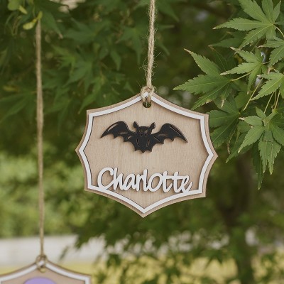 Personalized Halloween Bat Bag Name Tags Candy Bucket For Kids