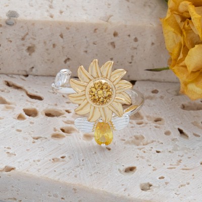 Sunflower Rotation Fidget Ring Gift for Her