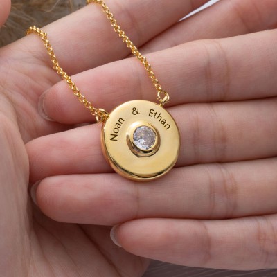 Personalized Engravable Disc Charm Necklace Gift for Couples Valentine's Day Gift for Girlfriend