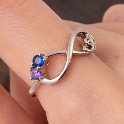 S925 Sterling Silver Personalized Birthstone Promise Ring For Couples