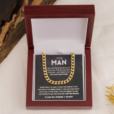 To My Man Cuban Link Chain Necklace for Husband Love Gift for Boyfriend Valentine's Day Gift for Him