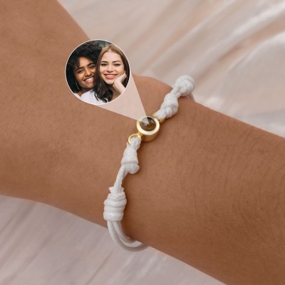 Personalized Braided Rope Memorial Photo Projection Bracelet for Mom, Grandma