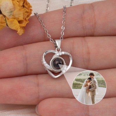 Personalized Heart Pet Photo Projection Necklace Gift for Her