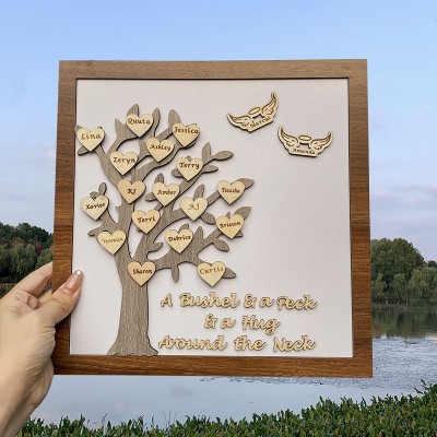 Custom Family Tree Wood Sign with Engraved Family Names Gift for Mom, Grandma, Wife