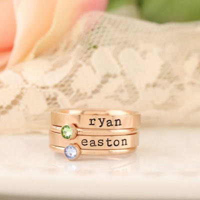 Personalized Birthstone Stacking Ring 