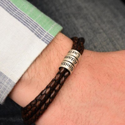 Braided Leather Beads Bracelet With 1-10 Beads