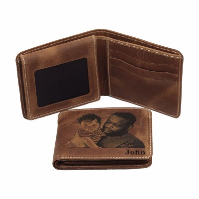 Father's Day Gift Personalized Photo Leather Wallet 