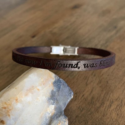 Personalized Men Leather Engraved Bracelet 