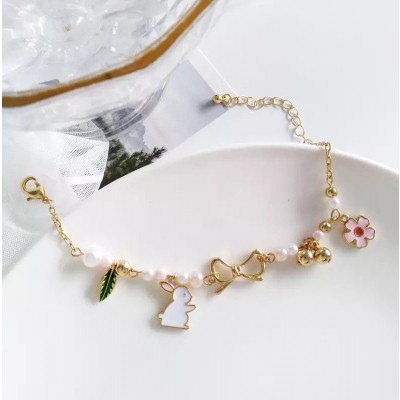 Bunny Flower and Leaf Adjustable Bracelet