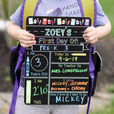 Personalized First Day of School Sign Reusable Chalkboard