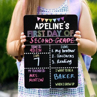 Personalized First Day of School Sign Reusable Chalkboard