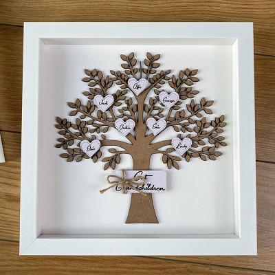 Personalized Family Tree Box Frame with 1-16 Names Mother's Day Gift