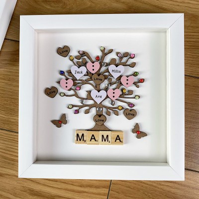 Personalized Light Up Family Tree Box Frame with 1-20 Names Mother's Day Gift For Grandma, Mom