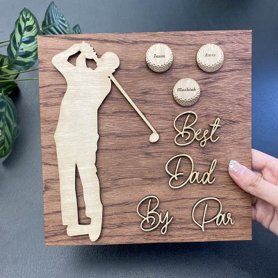 Handmade Father's Day Gift Personalized Golf Plaque With 1-10 Names Engraved