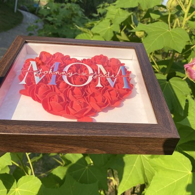 Personalized Mom Flower Shadow Box Gift for Mother's Day