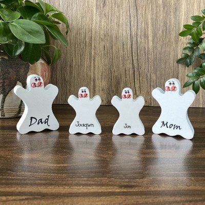 Personalized Ghost Family Block Set with Names Halloween Gift Family Name Signs