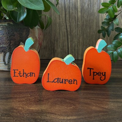 Personalized Grandma's Pumpkins with Names Fall Thanksgiving Halloween Decor Pumpkins Family Block Set 